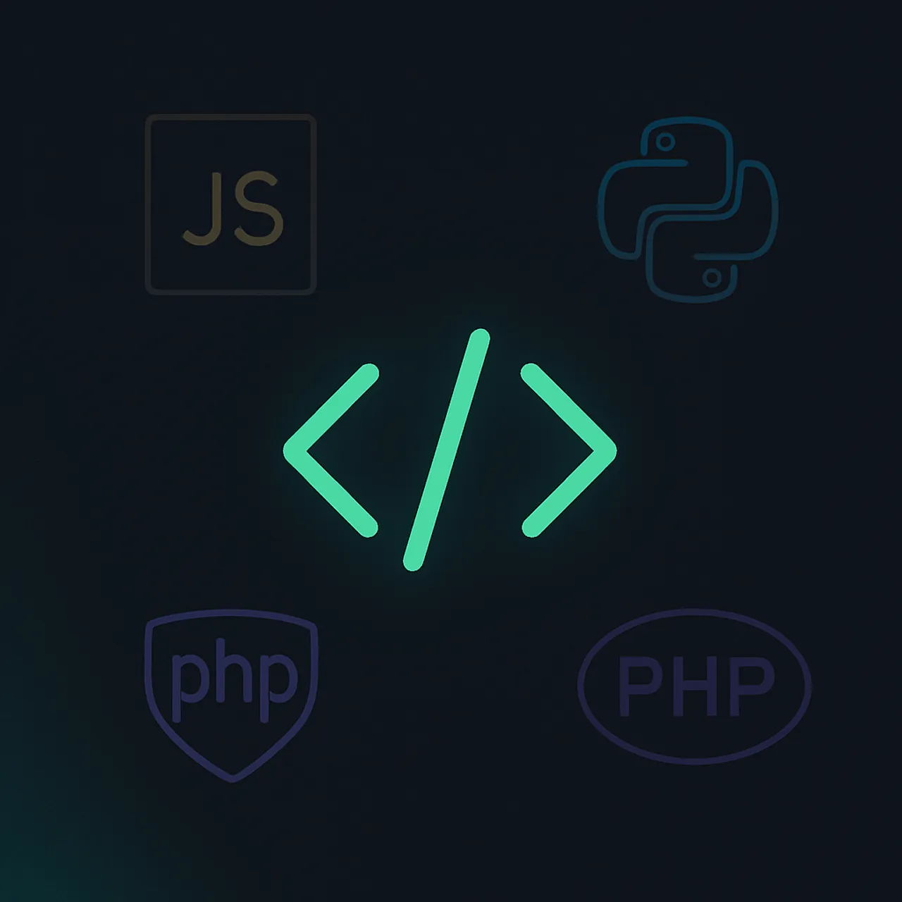 Javascript logo and decorative dark background